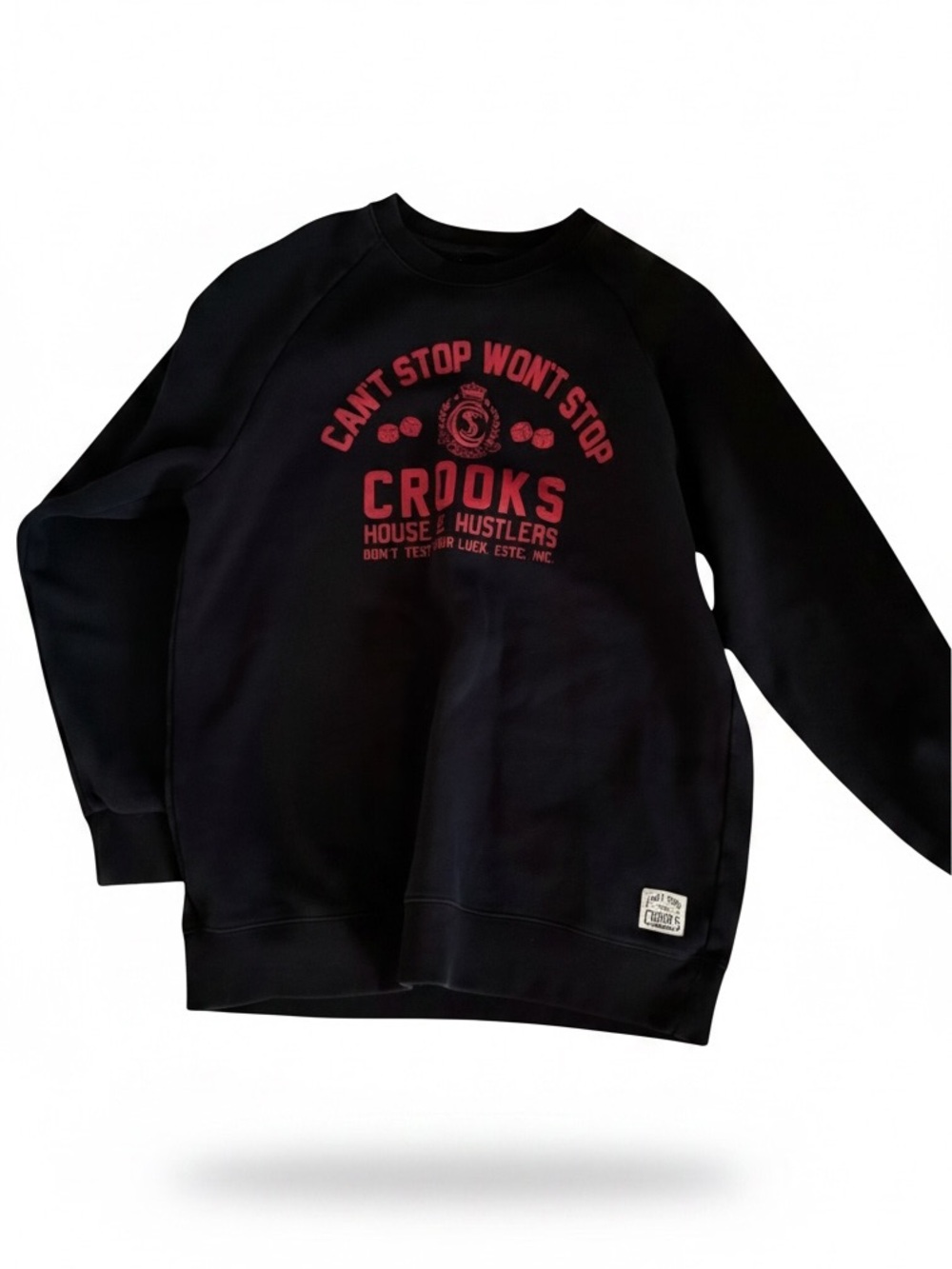 Crooks & Castles Black Crewneck with Red Chest Graphic